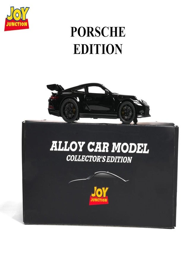 JOY JUNCTION Porche Model Car 1:32 Exclusive Alloy Metal Pull Back Die-cast Car Die-cast Metal Pullback Toy car with Openable Doors & Light Music (Black) - Image 2